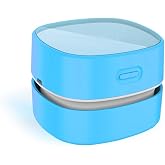 ODISTAR Desktop Vacuum Cleaner,Mini Table dust Sweeper Energy Saving,High Endurance up to 400 mins,Cordless&amp;360&ordm; Rotatable for Cleaning Hairs,Crumbs,Computer Keyboard of Kid Gift(Blue Charging)