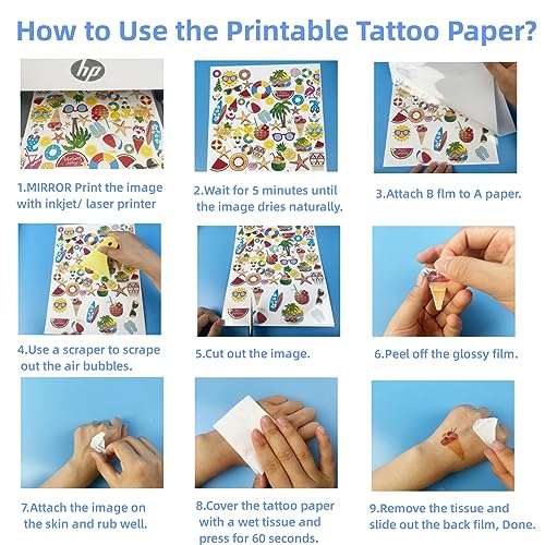 Temporary Tattoo Paper, Temporary Tattoos of the World 2026 A4X5 Sheets Tattoo Transfer Paper for Printer, DIY Tattoo Transfer Paper for Fans Party Party Decorations Photo