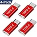 OneKer USB Type C Adapter, USB C to Micro USB Convert Connector Fast Charger Compatible Samsung Galaxy S10 S9 S8 Plus Note 9 8, Pixel 2 XL, LG V20 G5 G6, Nexus 5X 6P,HTC 10(Red 4-Pack)