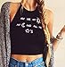 eshion Lady Women Letter Printed Backless Spaghetti Straps Crop Tops