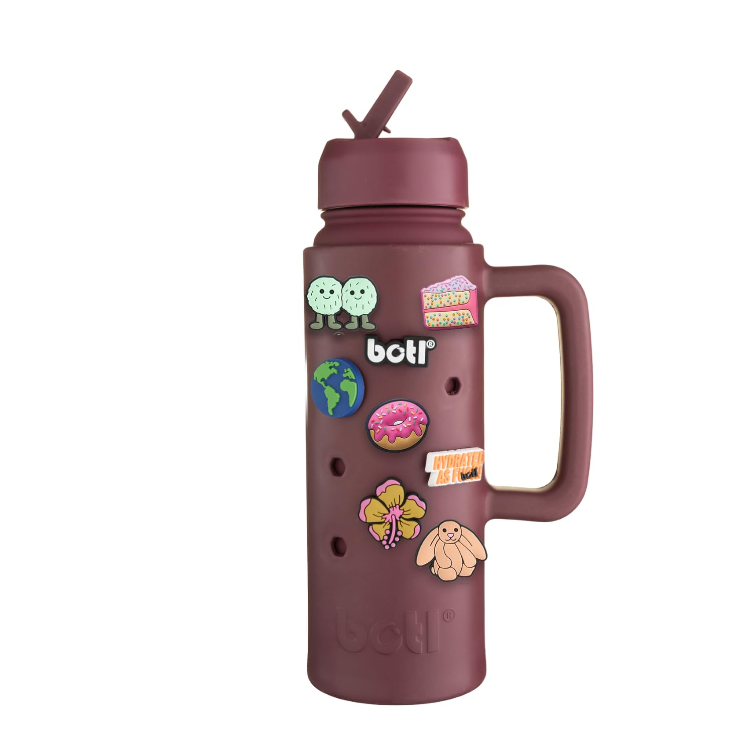 BOTL – Epic Jug - Personalised Stainless Steel Water Bottle, Leakproof Straw Lid, Insulated Bottle, 21oz 700ml Sports Cap with Internal Straw, Personalisable Bottle - Cherry