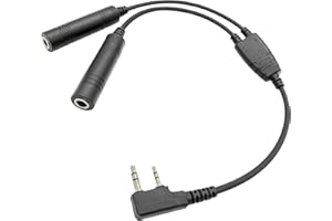 General Aviation Headset Adapter to Kenwood K1 Plug | Dual GA Plugs compatible with Kenwood K1/Baofeng Connector for Handheld