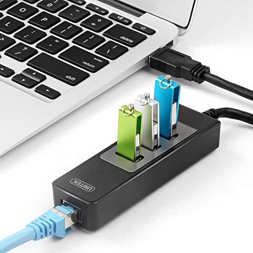image for Unitek 3 Port USB 3.0 Hub with Ethernet RJ45 10/100/1000 Gigabit Netwo