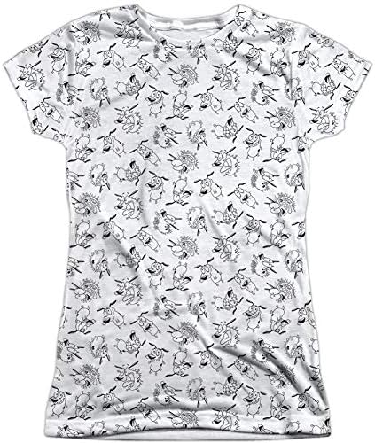 Fofuture Eletina Courage The Cowardly Dog TV Show Scream Pattern Juniors Front/Back Print T-Shirt White