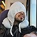 HoodiePillow Inflatable Neck Pillow for Airplane Travel, Car, Train or Relaxing at Home. Compact, Comfortable for Your Neck and Includes Privacy Hood - Gray