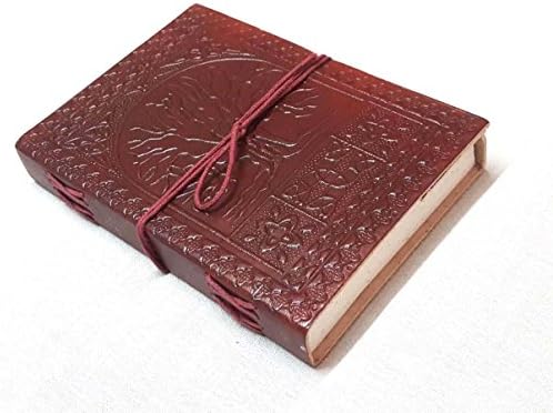 TREE DESIGN LEATHER JOURNAL Notebook - Handmade Leather Bound Daily Notepad For Men &amp; Women Unlined Paper Medium, Best Gift for Art Sketchbook, Travel Diary &amp; Notebooks to Write (7 x 5) Inches