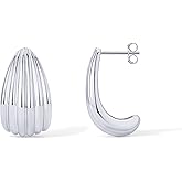 PAVOI 14K Gold Plated Chunky Vintage Earrings for Women - Trendy Textured Ribbed Knot Geometric Triangle Rope Button Seashell Wing Dangle Drop Stud Earrings Dupes