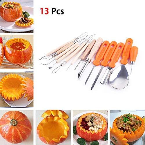 Pumpkin Carving Kit, 13 Pieces Heavy Duty Stainless Steel Carving Tools Set for Halloween Decoration