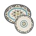 EuroCeramica Zanzibar Collection Vibrant Kitchen and Dining Serveware, 2-Piece Serving Bowl and Oval Platter Set, Spanish Floral Design, Multicolor Blue and White