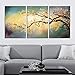 ARTLAND Modern 100% Hand Painted Flower Oil Painting on Canvas Yellow Plum Blossom 3-Piece Gallery-Wrapped Framed Wall Art Ready to Hang for Living Room for Wall Decor Home Decoration 24x48inches