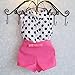 Mosunx(TM) Cute Girls Polka Dot T-shirt Tops+Bowknot Pants Shorts Outfits Clothes 2Pcs/Set (3-4 Years, Hot Pink)
