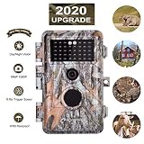 [2020 Upgraded] Game Trail Camera 20MP 1080P No Glow with Night Vision Motion Activated IP66 Waterproof Outdoor Tracking & Stand by Time Up to 6 Months, Time Stamp & Time Lapse, Photo & Video Model