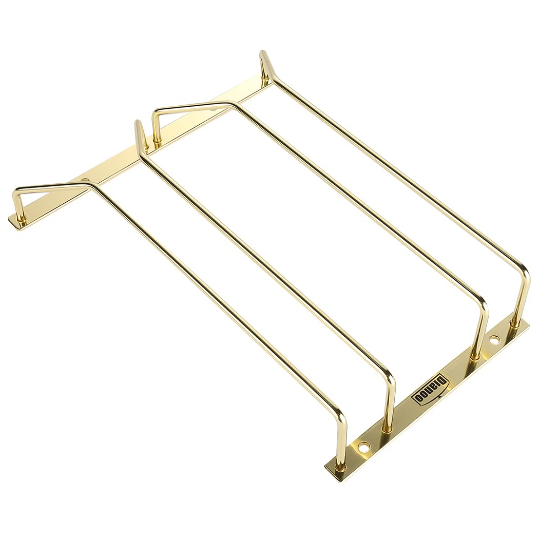 Dianoo Gold Wine Glass Rack Under Cabinet, 27.5cm, 1-3 Rows, Sturdy Iron