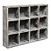 MyGift Torched Wood Shadow Box Display Case, Wall Mounted Cubby Collectible Storage Shelf, Crystal Display Shelves with 12 Compartments
