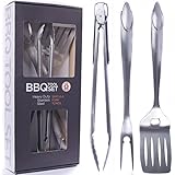 Heavy Duty BBQ Grilling Tools Set. Extra Thick Stainless Steel Spatula, Fork &amp; Tongs. Gift Box Package. Best For Barbecue &amp; Grill. 18 Inch Utensils Turner Accessories By Alpha Grillers