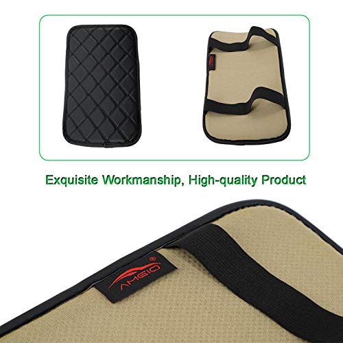 AMEIQ Car Armrest Cushion Pad, Tissue Holder and Paper Napkin Box, Center Console Mat, Seat Box Cover Protector, PU Leather Universal Fit, Black