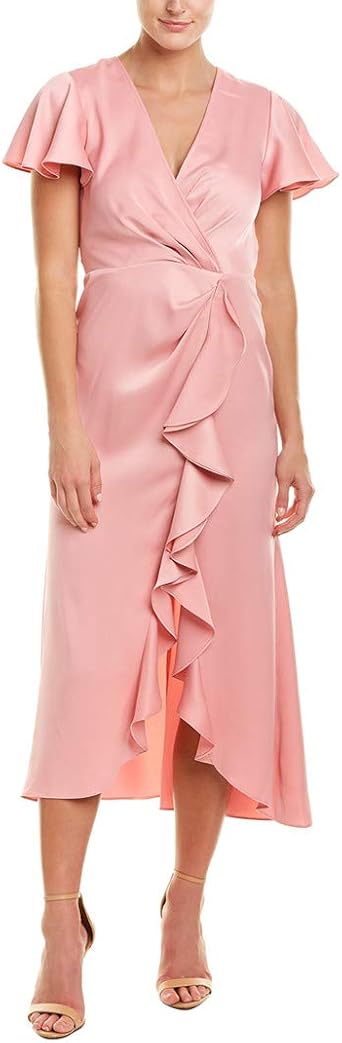 wrap ruffle midi dress