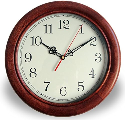 FortuneVin Wall Clock Silent movement Wall Clock Home Office Decor for Living Room Bedroom and Kitchen Clock Wall Solid Wood Silentd Round Simple Quartz Clock Study, Dia.30Cm