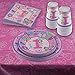 95 Piece 1 Year Old Girl Birthday Party Set Including Banner, Plates, Cups, Napkins, Tablecloth and Balloons, Serves 20