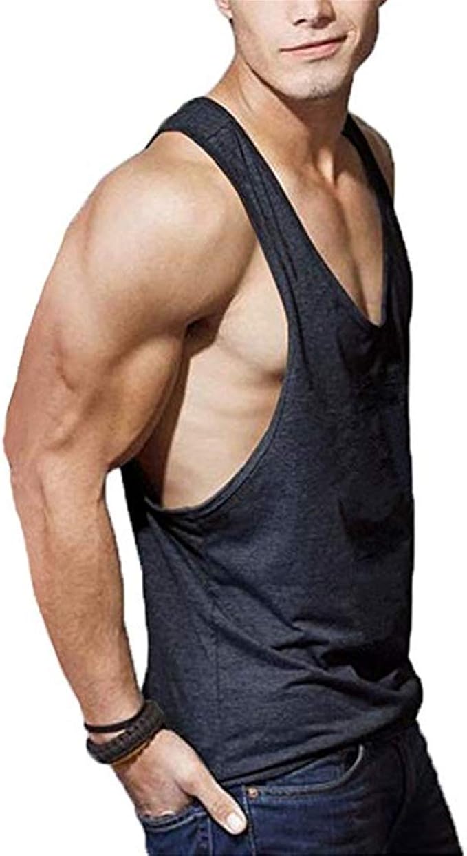 COWBI Mens Basis Bodybuilding Muscle Vest Tank Top Stringer Gym Sport and Casual Wear Amazon