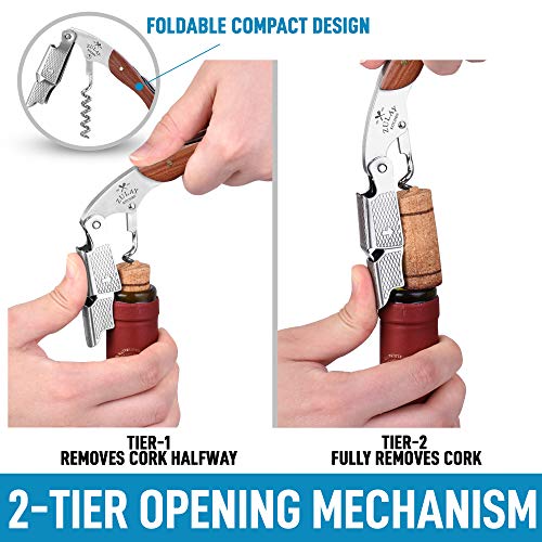 Zulay Professional Waiter’s Corkscrew Bottle Opener 3in1 Wine Key