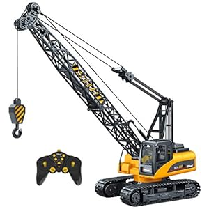 Top Race 15 Channel Remote Control Crane, Proffesional Series, 1:14 Scale – Battery Powered RC Construction Toy Crane with Heavy Metal Hook (TR-214)