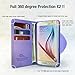 Galaxy S6 Case - Cellto Premium Wallet with HD Screen Protector [Dual Magnetic Flap] Diary Cover/w ID Pocket Top Quality & Stand in Multiple Angles + Life Time Warranty - Mint/Lavender