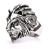 JDZ Amulets Men's Heavy Metal Gothic Lion Head Stainless Steel Biker Ring Jewelry