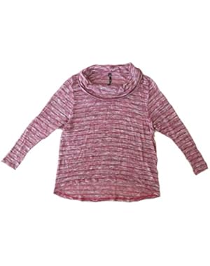 Jessica Simpson Women's Sweater Marled High Low Cowlneck Syrah 1X Plus
