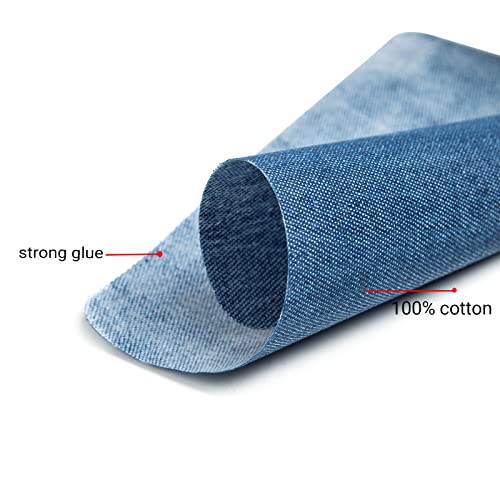 GYGYL 12 Pieces Premium Quality Denim Iron-on Jean Patches, Inside & Outside Strongest Glue 100% Cotton of Deep Blue Repair Decorating Kit, Size 3