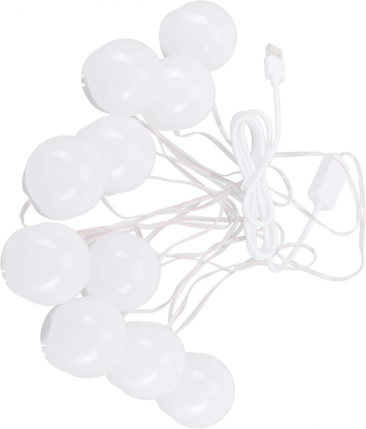 Fafeicy LED Mirror Lights 10 LED Bulbs Stick on Type USB Plug in Makeup Light for Bathroom Wall Mirror LED Vanity Lights Strip Kit