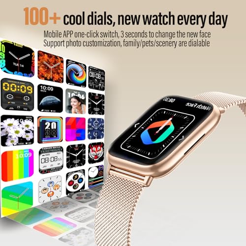 Women's Smart Watch with Bluetooth Calling, 1.83 Inch HD Smartwatch with 24H Heart Rate, SpO2, Sleep, IP68 Pedometer 120+ Sports Modes Fitness Tracker for Android iOS Rose Gold (Roségold)