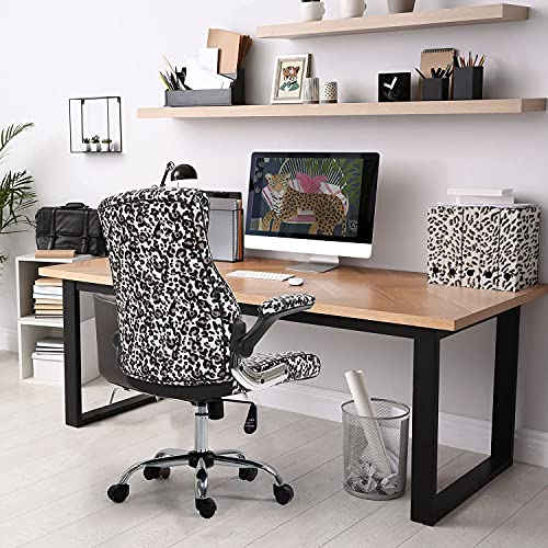 Kerms Modern Desk Chair with Leopard Print, Ergonomic PU Leather Task