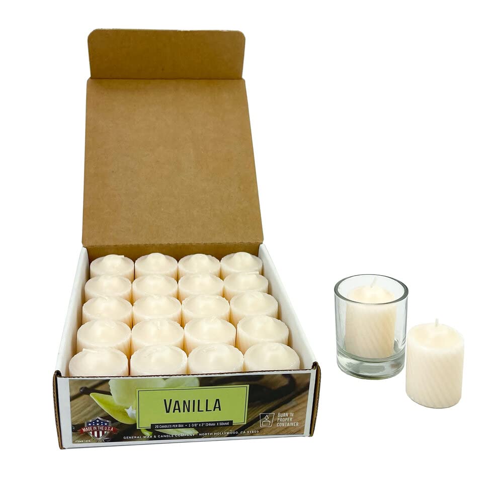 Photo 1 of 15 Hour Scented Votive Candles 20 Candles Per Box with Texured Finish (Ivory Vanilla Scent)