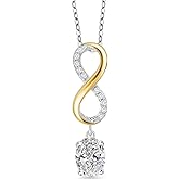 Gem Stone King 925 Sterling Silver and 10K Yellow Gold Gemstone Birthstone and White Lab Grown Diamond Infinity Pendant Necklace For Women | Oval 8X6MM | 18 Inch Silver Chain