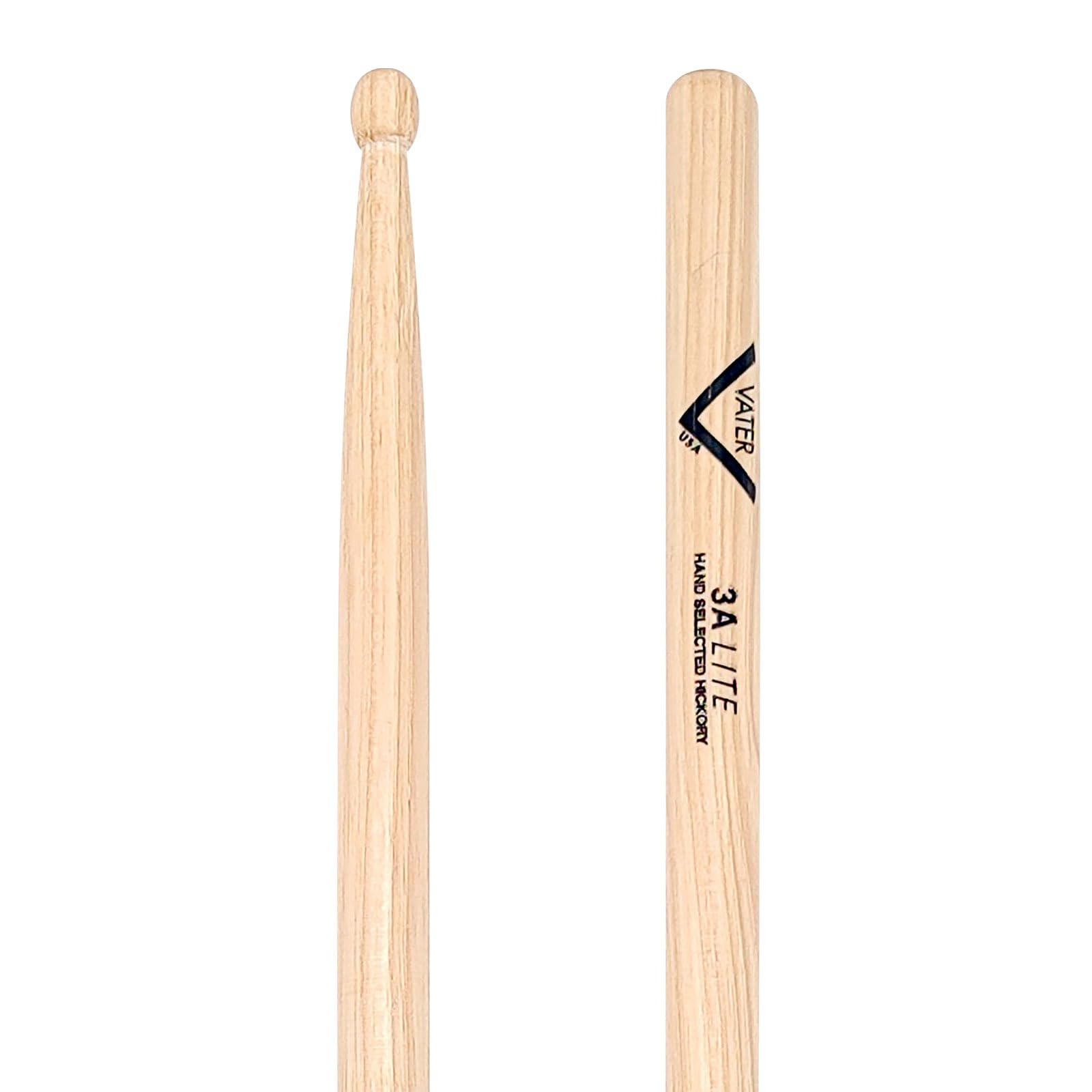 Vater - 3A Lite (Wood Tip) American Hickory Drumsticks - VH3ALW