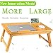 Large Size Laptop Desk NNEWVANTE Bamboo Bed Tray Adjustable Foldable Lap Desk Bed Serving w' Tilting Drawer Supports Laptops Up to 18 Inches