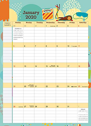 Busy Family Planner 2020 Calendar Planner Organizer with Magnetic Hanger, Storage Pocket and Stickers: 18-Month: July 2019 - December 2020