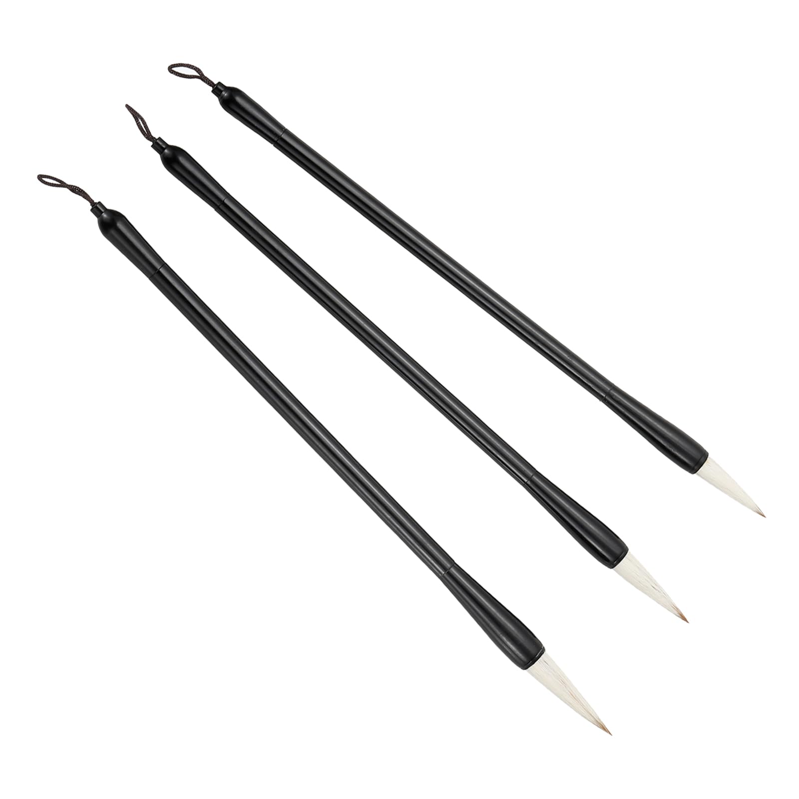 PATIKIL Calligraphy Brush, 3 Pack Watercolor Ink Painting Calligraphy Writing Brush Drawing Art Brush Aluminum Rod Handle for Beginner 3 Size Kit, Brown White