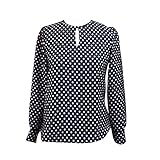 Weixinbuy Women Casual Chiffon Crew Neck Long Sleeve Blouses Shirts