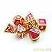 Bescon Super Glow in the Dark Metal Polyhedral Dice Set Golden and Rose, Luminous Metallic RPG Role Playing Game Dice 7pcs Set