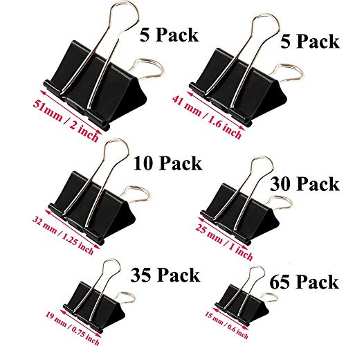 Perskii 150 Pieces Assorted Binder Clips, Heavy Duty Paper Clamp Clips