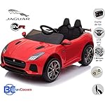 BC BABY COCHES Jaguar F-Type SVR Coche eléctrico para niños con batería 12v, Mando Control Remoto teledirigido para Padres, Licencia Oficial, asa de Transporte y Maletero. (Rojo)