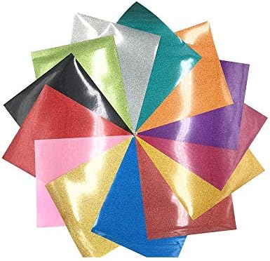 13 Sheets/Pack - 12 x 10 Inch Heat Transfer Vinyl Bundle Pack Glitter Adhesive Vinyl