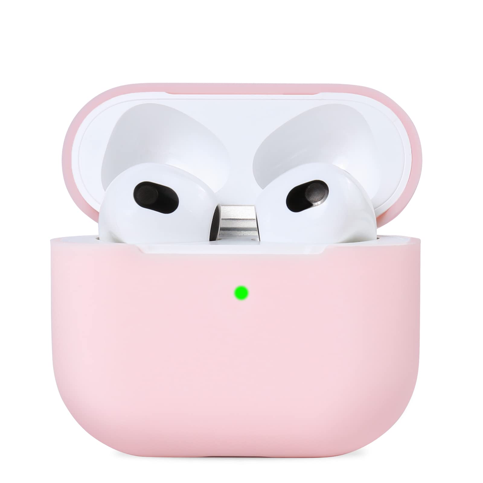 AKABEILA Compatible with AirPods 3 Case One Piece Soft Silicone Cute Cover for Air Pod 3rd Generation 2021 Shockproof Protective Support Wireless Charging Front LED Visible