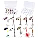 PLUSINNO Fishing Spinner Lures for Bass and Trout - Hard Metal Baits Kit With Portable Carry Bag (10pcs Set With Box)