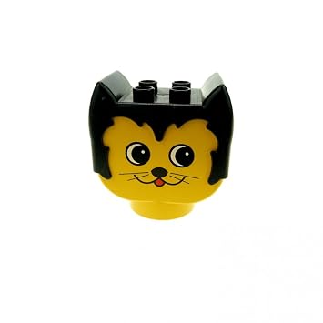 1 X Lego Duplo Primo Tier Kopf Gelb Schwarz Augen Rund Für Katze Figur Motiv Stein Baby Dupkittyheadpb2
