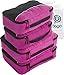 Travel Organizer Full Pack Set - Packing Cubes, Toiletry Bag, Shoes Bag, ZipBags (PINK)