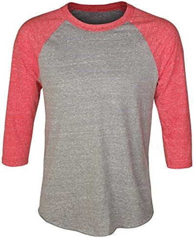 Inclusion Apparel Unisex Raglan Shirt Baseball Tee 3/4 Sleeves Athetic Fit Top, Heather Gray Coral, Medium