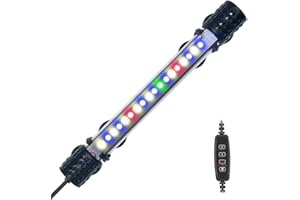 VARMHUS Submersible LED Aquarium Light,Fish Tank Light with Timer Auto On/Off Dimming Function,3 Light Modes Dimmable&4-Color LED,10 Brightness Levels Optional&3 Levels of timed Loop 18LEDS-7.5''